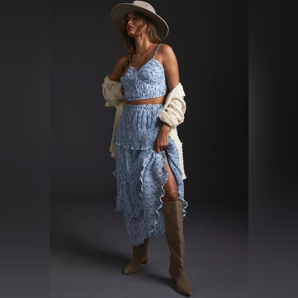 Let Me Be Floral Ruffled Layered Top & Tiered Skirt Set
